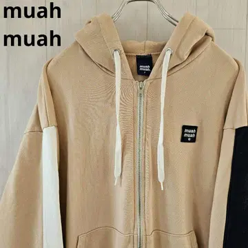 [한국 브랜드] muah muah 후드 부착 후드티 베이지 프리 사이즈