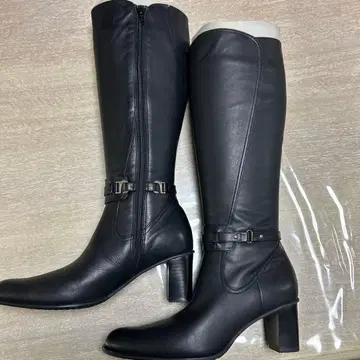 ing 짙은 갈색 가죽 롱 부츠