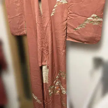 핑크 산 무늬 코몬 기모노