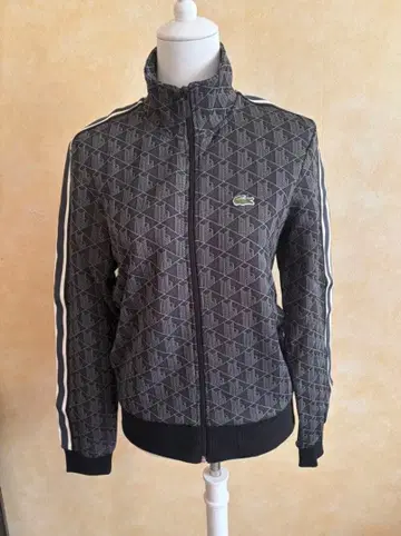 LACOSTE 모노그램 자카드 트랙 자켓 XS 블랙