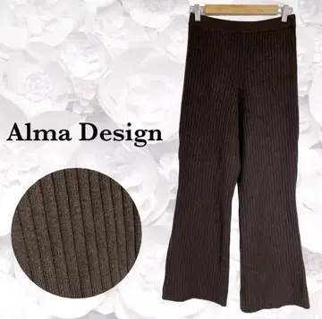 [알마 디자인] 리브 플레어 팬츠 [F] 브라운 허리밴딩 이지