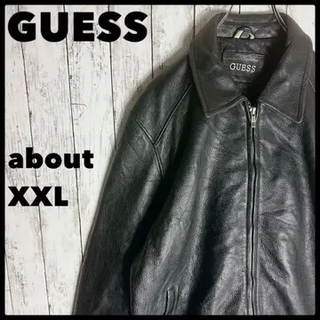GUESS 가죽 자켓 스윙탑 천연 가죽 빅 사이즈 블랙 구제 의류
