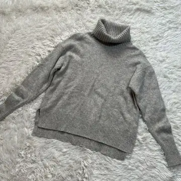 플라스테 워셔블 울 캐시미어 블렌드 터틀넥 니트 M 그레이