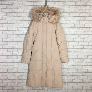 GRL 리본 벨트 후드 부착 롱 충전솜 코트 S 핑크 베이지