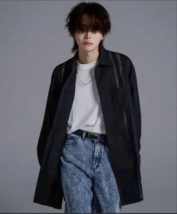 쿠바 롱 셔츠 코트 블랙 XS