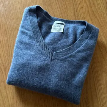 FRAY I.D 캐시미어 V넥 스웨터 긴팔 그레이 계열 블루 색상