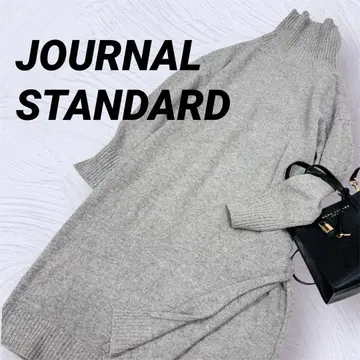 저널 스탠다드 울 캐시미어 하이넥 슬릿 원피스