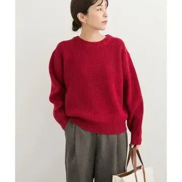 어반 리서치 도어즈 몽골리안 울 크루넥 니트 레드