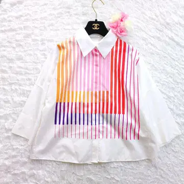 AKRIS punto 황실 납품 7부 소매 블라우스 멀티 컬러 최근