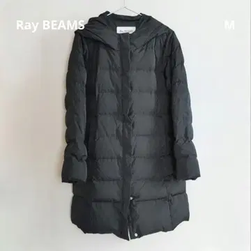 레이빔즈 블랙 다운 자켓 페더 미들 후드 M
