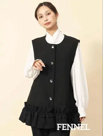 미사용 새상품 FENNEL 자카드 튜닉 베스트 페플럼 베스트