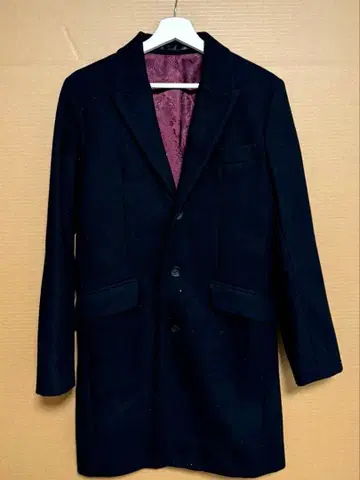 NO ID. 체스터 코트 블랙/올 패턴 안감/사이즈 1