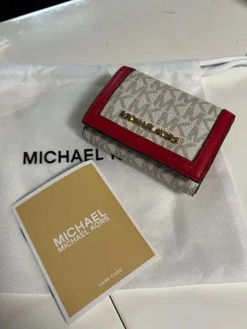 MICHAEL KORS 3단 폴더형 지갑 그레이/레드