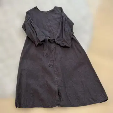 TUHARU by Samansa Mos2 두꺼운 소재 린넨 원피스 네이비