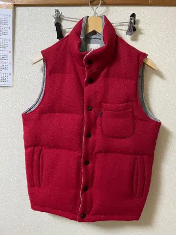 SAN francisco x Harris Tweed 다운 베스트 빨간색