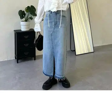 프론트 슬릿 데님 롱 스커트 M 사이즈