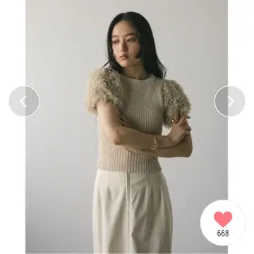 시착만 한 STYLEMIXER 프린지 슬리브 니트 탑