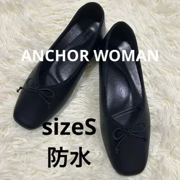 [ 미사용 ] 앵커우먼 아오야마 방수 리본 포함 플랫 펌프스 S