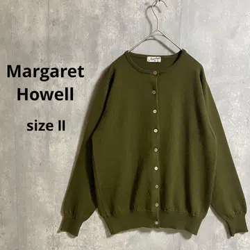 Margaret Howell 워셔블 크루넥 긴팔 가디건 짙은 녹색