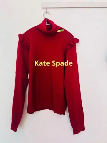 KATE SPADE 케이트 스페이드 프릴 장식 빨간색 터틀넥 스웨터