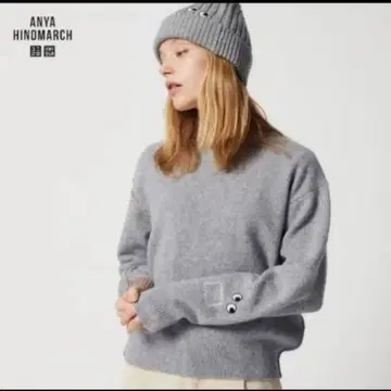 UNIQLO ANYA HINDMARCH 프리미엄 라무 크루넥 그레이