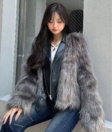 GYDA 퍼 달린 가죽 자켓