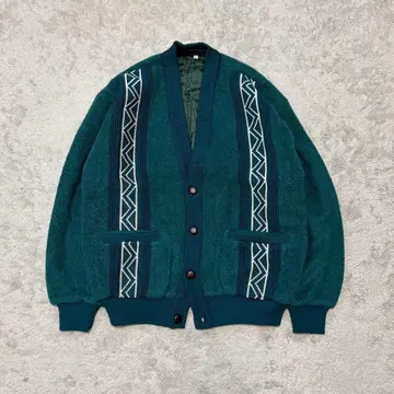 VOX 니트 가디건 L 그린 민족 패턴 그린 남성용 CC15