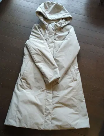 UNIQLO 후드 부착 롱 다운 자켓 S 베이지