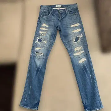 VANQUISH 데미지 데님 라이트 블루 스트레이트