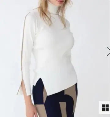 Aga 바이컬러 라인 터틀 리브 니트 9호