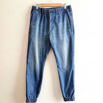 백넘버 조거 팬츠 데님 면 혼방 블루 M 속기모 하의