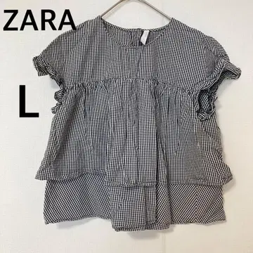 자라 ZARA TRF 깅엄 체크 [ L ] 프릴 코튼 티셔츠