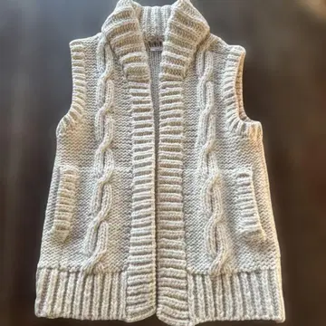 glaz 페루제 울 100% 크림색 케이블 짜임 니트 베스트