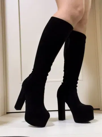 JINADICT 통굽 스웨이드 롱 부츠