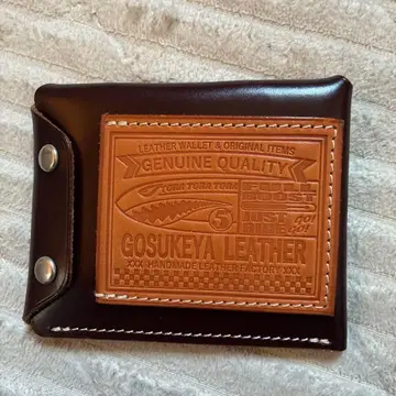 고스케야 가죽 라이더스 지갑 이단 접이식 지갑 브라운