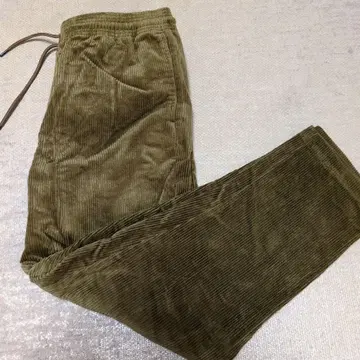 올리브 코듀로이 팬츠 허리밴딩