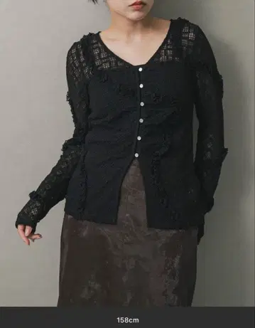 [센스 오브 플레이스] 레이스 긴팔 셔츠 블랙 프릴 포함