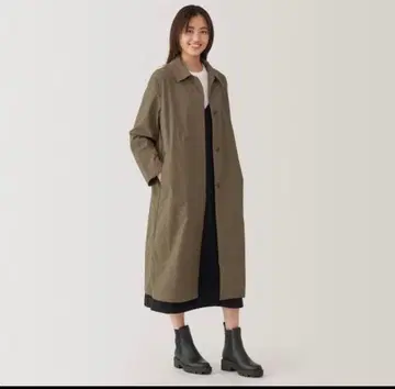 (물세탁만) 무인양품 발수 UV컷 스텐카라 코트 브라운 L