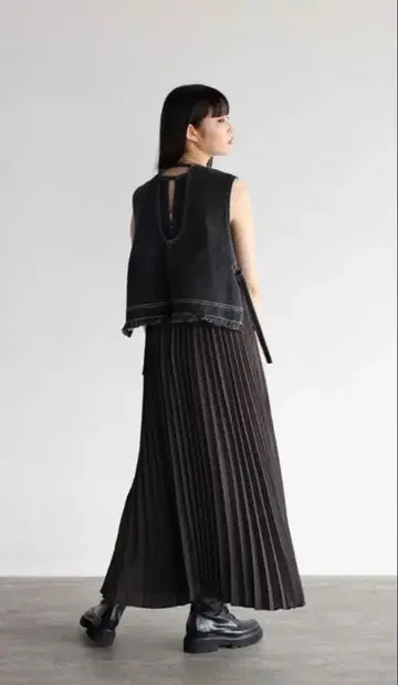 야마다야 RADIATE 데님 플리츠 베스트 세트 원피스 택 포함 새상품