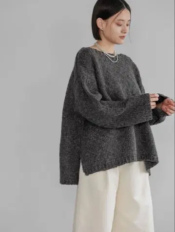 A part by 슬라브 니트 풀오버 차콜 그레이