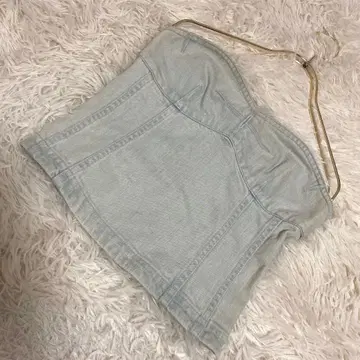 [새상품급] MARC JACOBS 데님 뷔스티에 라이트 블루 4 리본