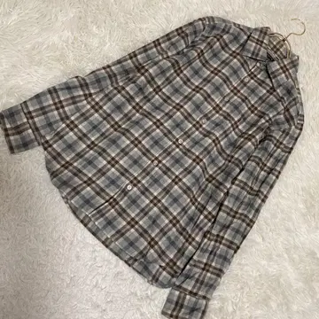 MACKINTOSH LONDON 체크 무늬 셔츠 브라운 라이트 블루 M