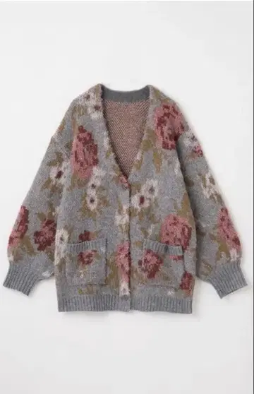 이번 시즌 미사용 새상품 꽃 패턴 오버 사이즈 니트 가디건