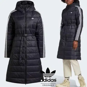 새상품급 adidas 롱 다운 코트 A라인 블랙 size M