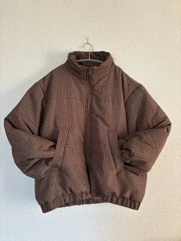 체크 무늬 브라운 충전솜 아우터 블루종 시마무라 콜라보 L