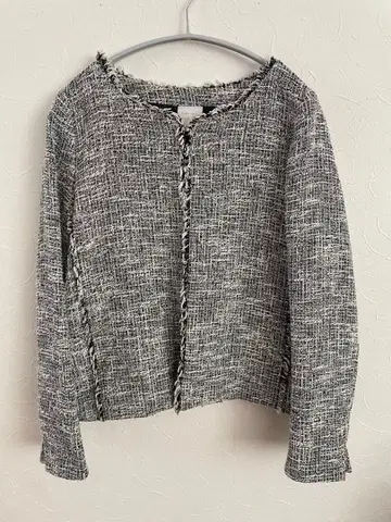 노카라 트위드 자켓 블랙 화이트