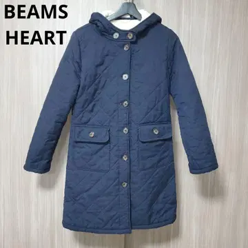 BEAMS HEART 퀼팅 코트 후드 부착