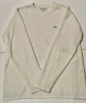 LACOSTE 와플 편직 스웨터 M 화이트