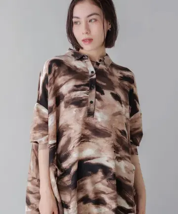 BouJeloud 얼룩무늬 드레이프 원피스 미사용 새상품