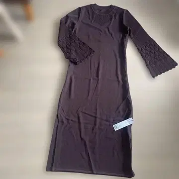 새상품 COCO DEAL 다크 퍼플 7부 소매 니트 원피스